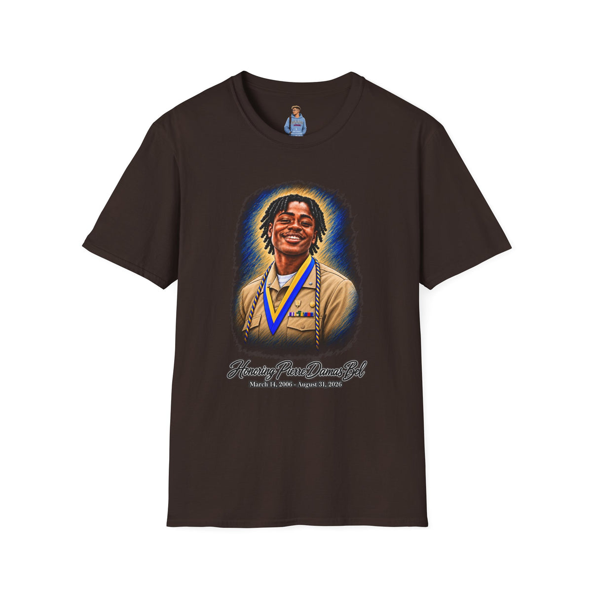 Smiling Portrait Front - In Memory of Pierre Damas Bel T-Shirt