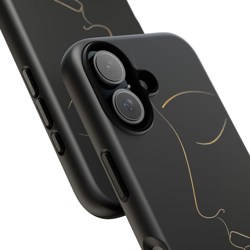 Android OR iPhone Compatible Cases - Gold Line Face Design - Unique Tough Cases