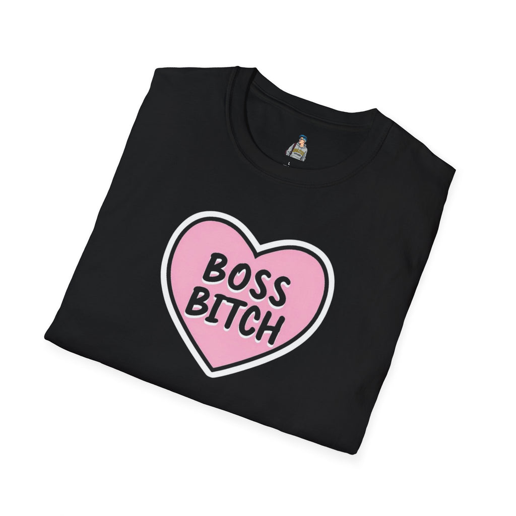 Unisex Softstyle T-Shirt - 'Boss Bitch' Heart Design - Funny Statement Tee