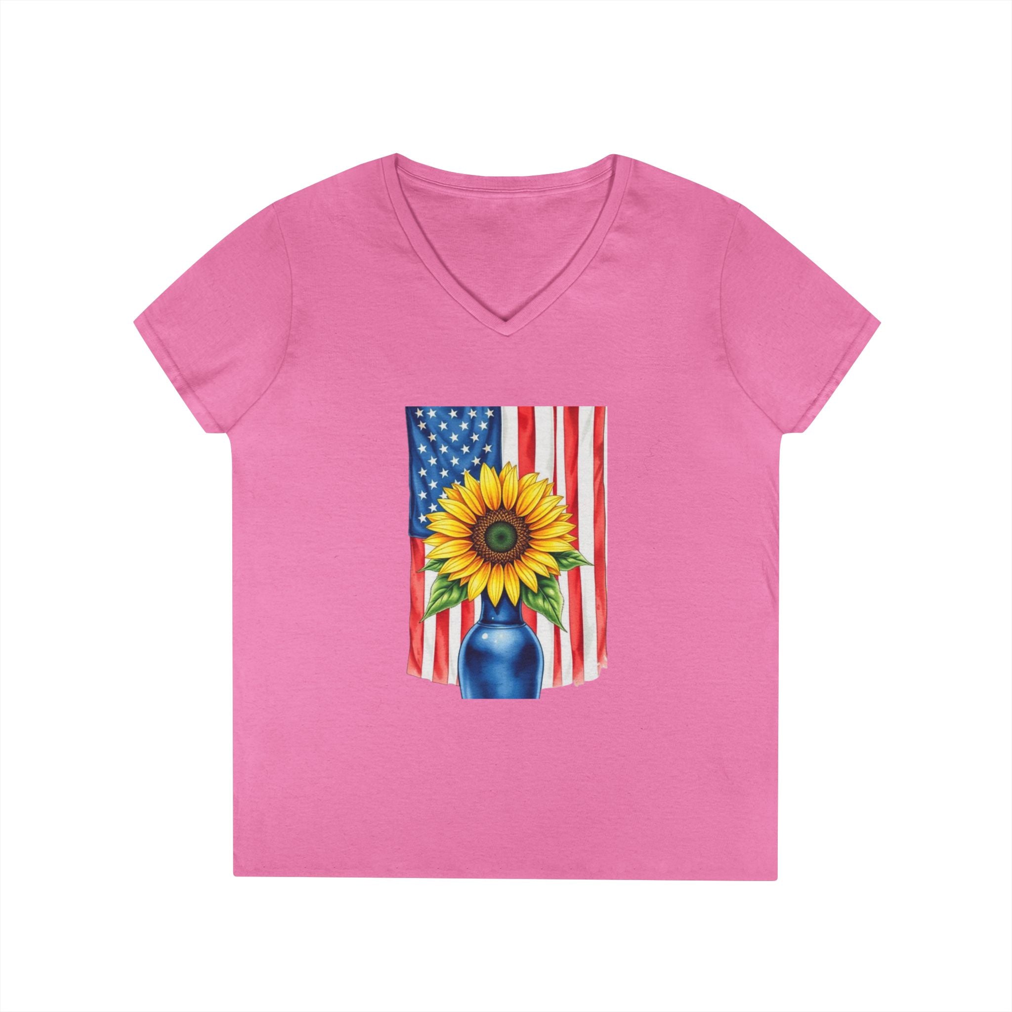 V-Neck T-Shirt Patriotic Americans Stand Behind Ukraine