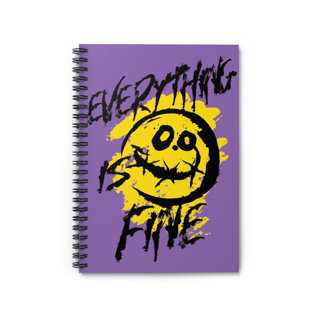 Everything is Fine Spiral Notebook - Purple Grunge Design