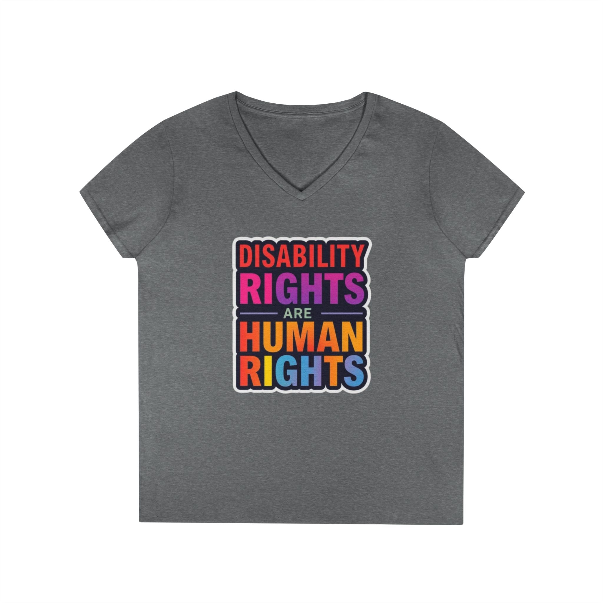 Empowering Ladies' V-Neck T-Shirt - Disability Rights Are Human Rights