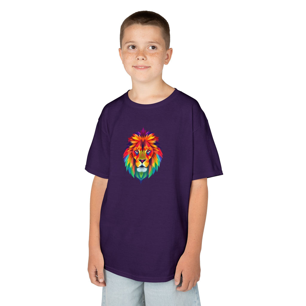 Colorful Fractal Lion Kids Heavy Cotton Tee