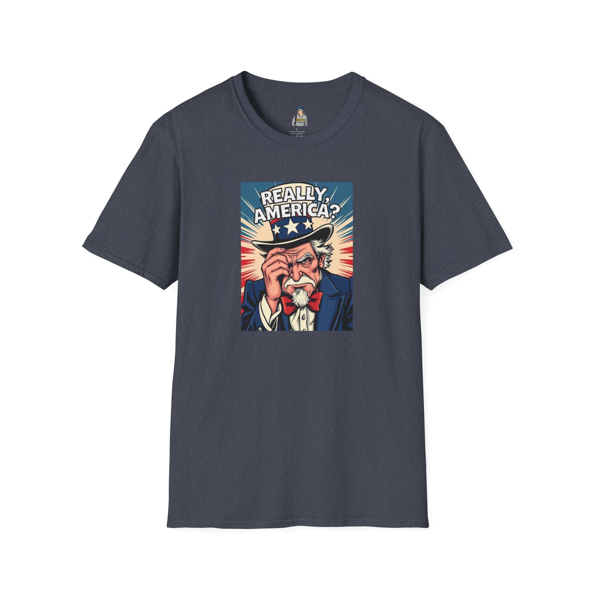 Uncle Sam in disbelief Really, America? Unisex softstyle T-Shirt