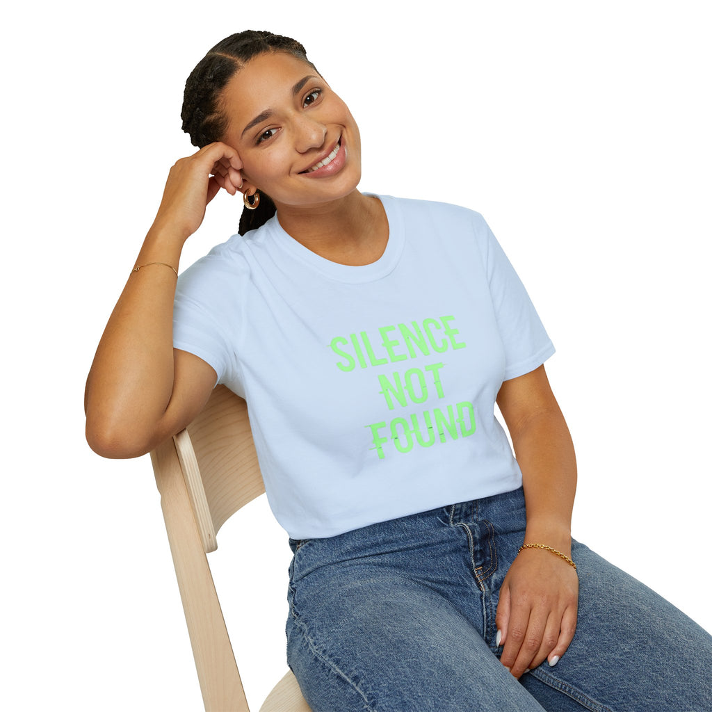 Silence Not Found T-Shirt — Bold Neon Text Tee