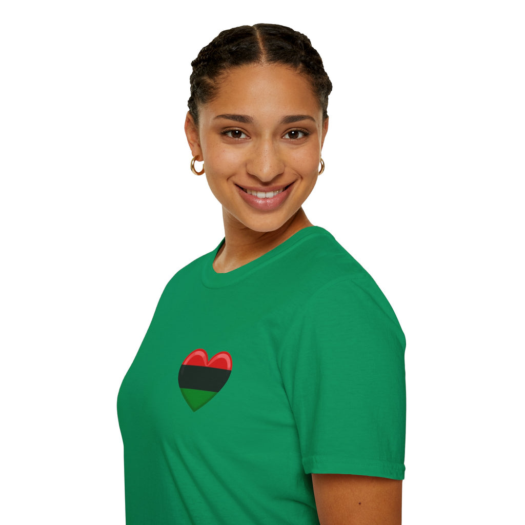 Unity and Heritage Unisex Softstyle T-Shirt with Pan-African Heart