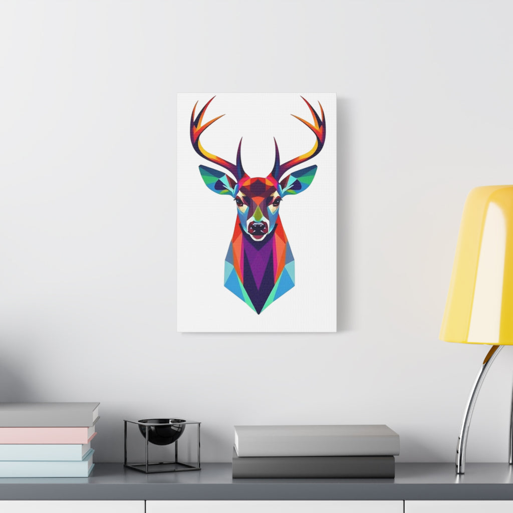 Vibrant Stag Canvas Wall Art - Colorful Geometric Deer Decor