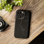 Android OR iPhone Compatible Cases - Gold Line Face Design - Unique Tough Cases