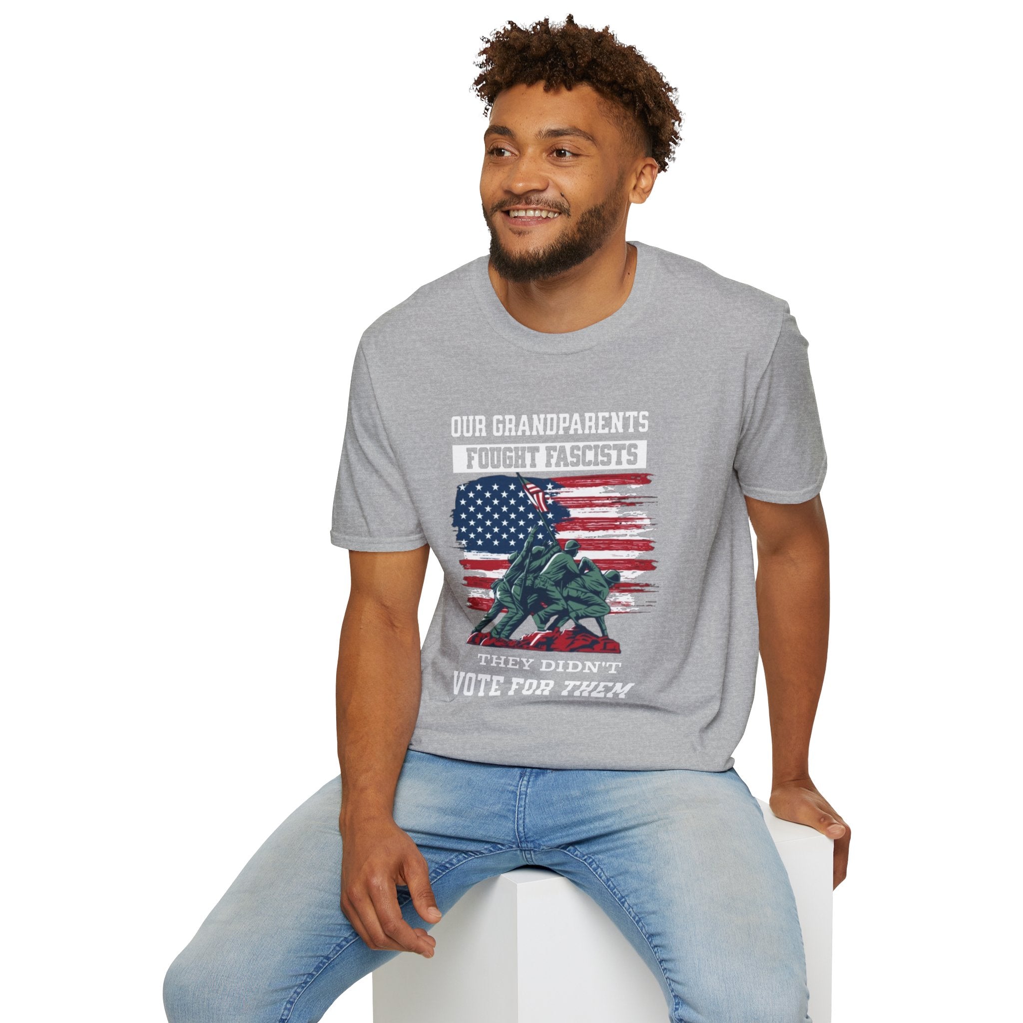 Unisex Softstyle T-Shirt: 'Our Grandparents Fought Fascists' Patriotic Tee