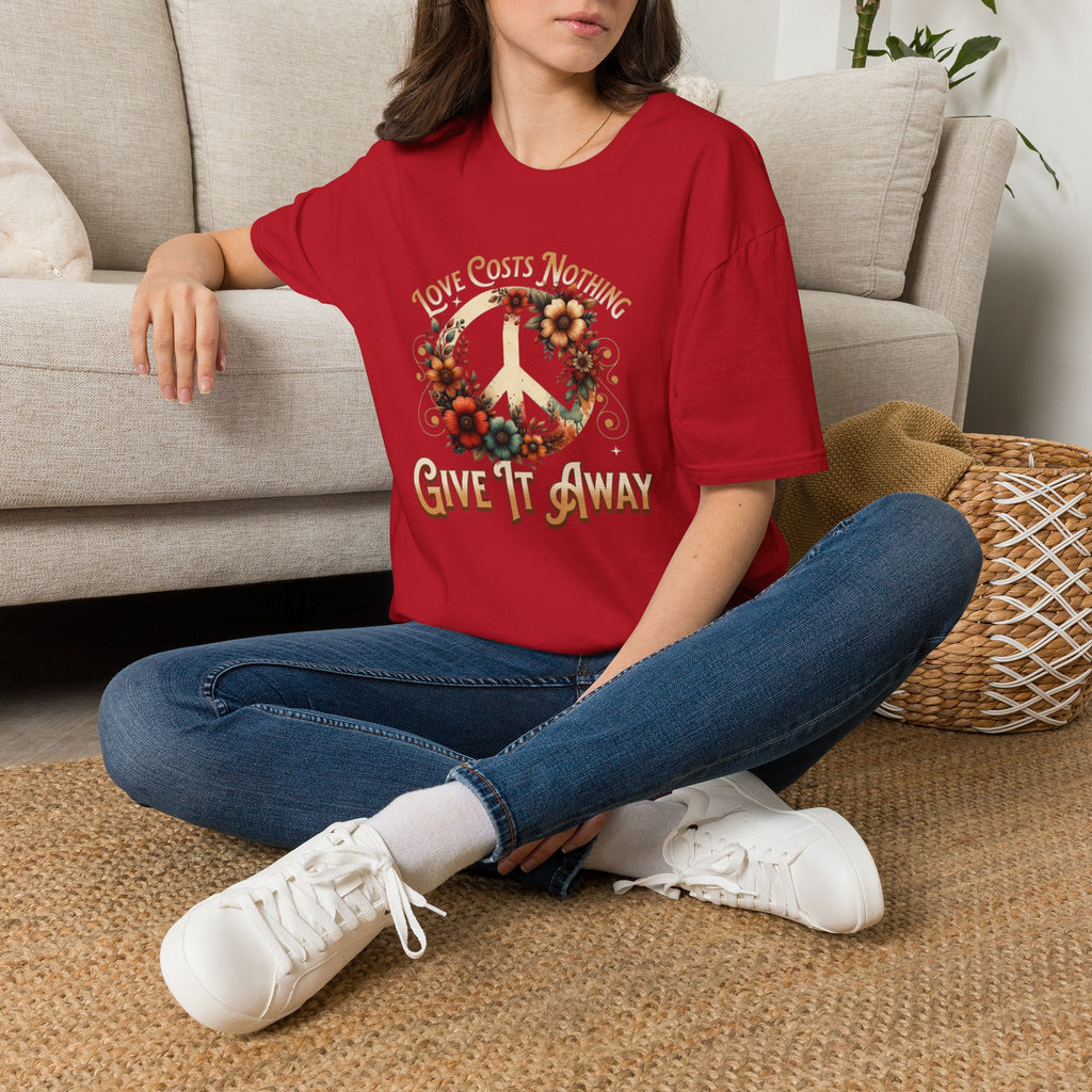 Unisex Softstyle T-Shirt - Love Costs Nothing, Give It Away Floral Peace Design