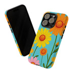Floral Tough Phone Case for iPhone — Bright Daisy Garden Protective Cover