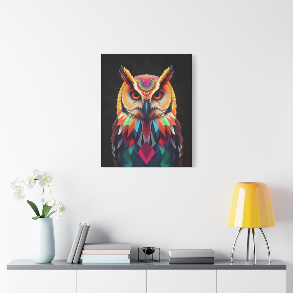 Colorful Owl Canvas Wall Art - 1.25" Stretched Matte