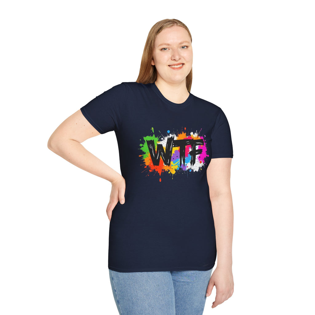 WTF Color Splash T-Shirt — Bold Rainbow Graphic Tee