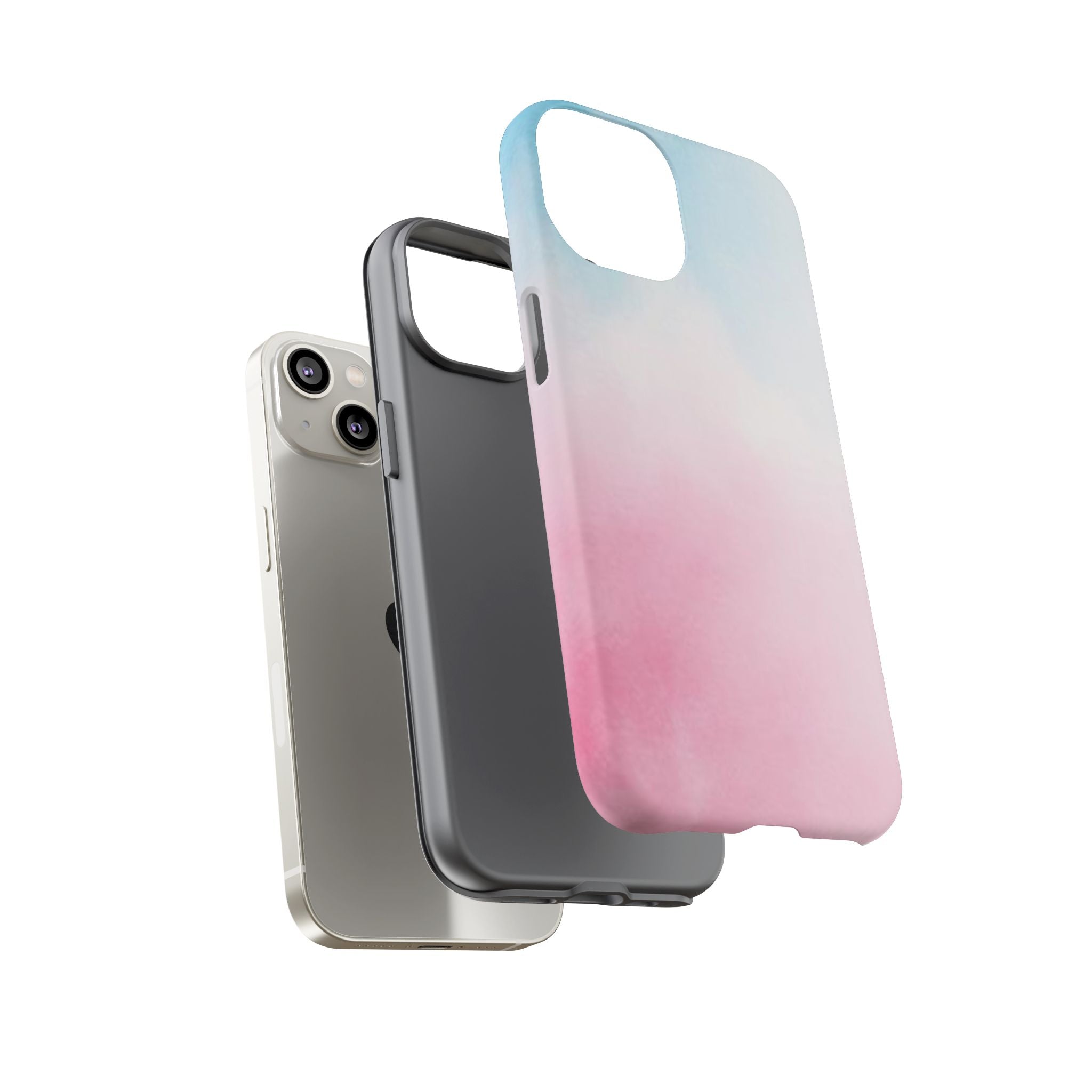 Pastel Cloud Tough Phone Case for iPhone Pink & Blue Gradient Protective Cover