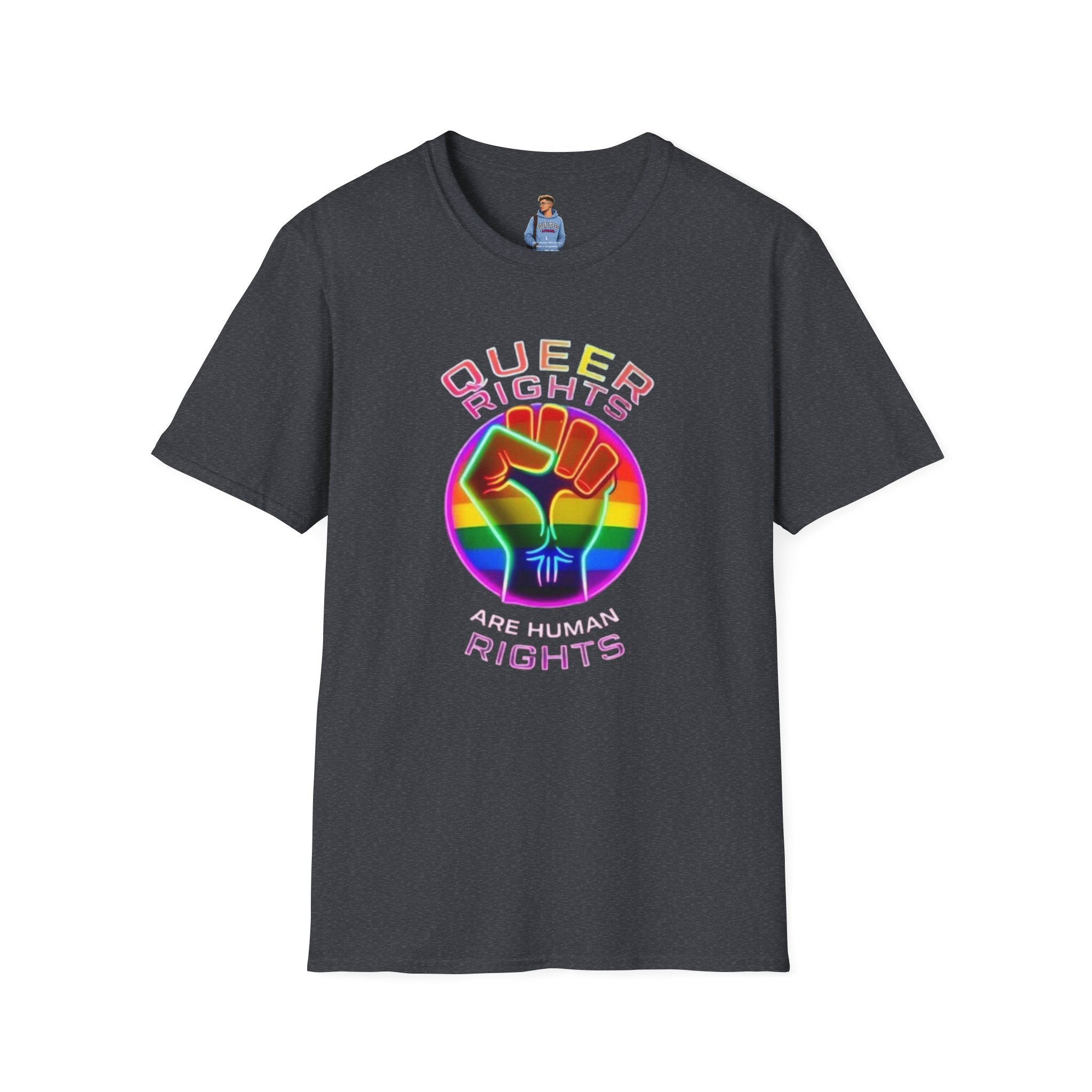 Unisex Softstyle T-Shirt - Queer Rights Are Human Rights Statement Tee
