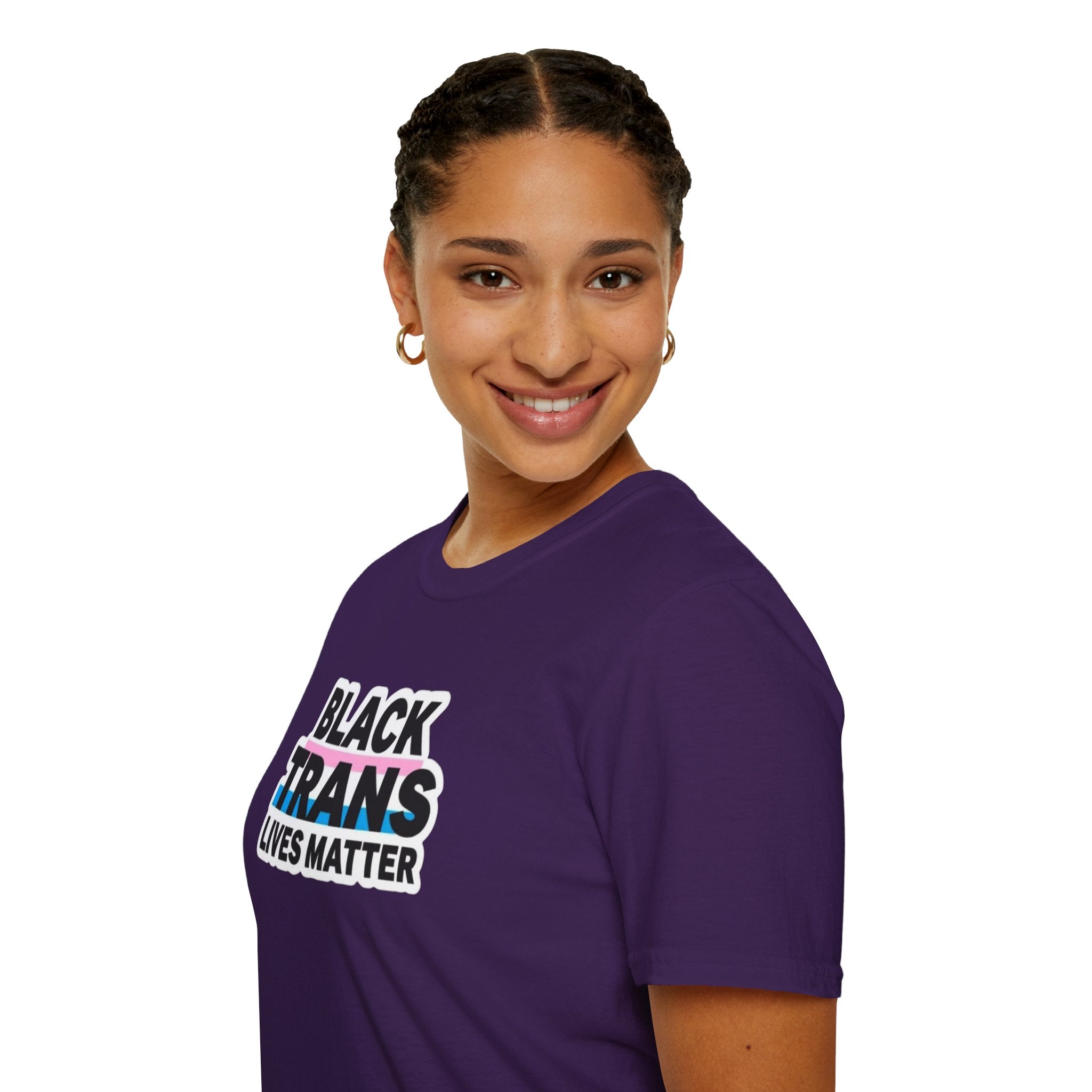 Unisex Softstyle T-Shirt - Black Trans Lives Matter Statement Tee