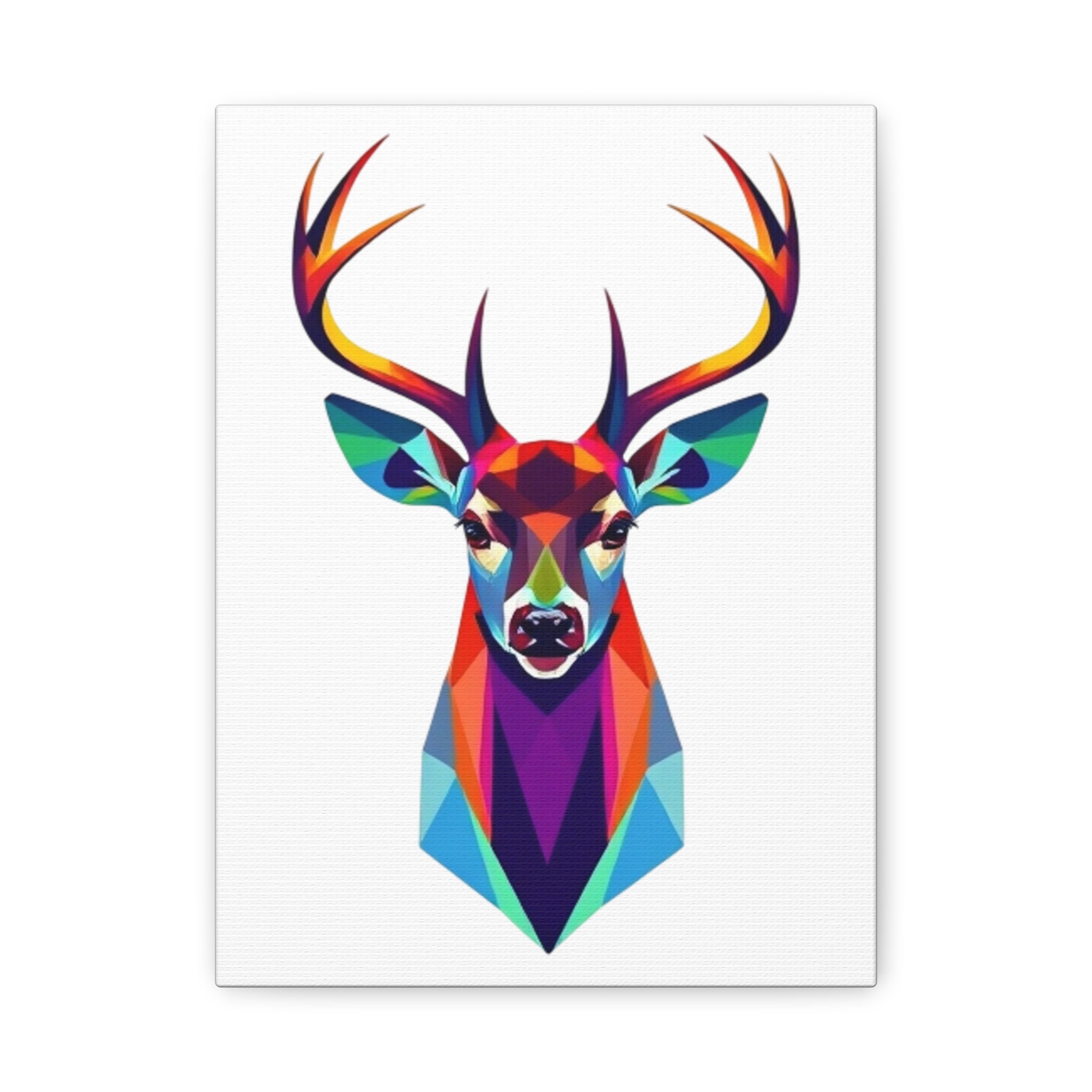Vibrant Stag Canvas Wall Art - Colorful Geometric Deer Decor