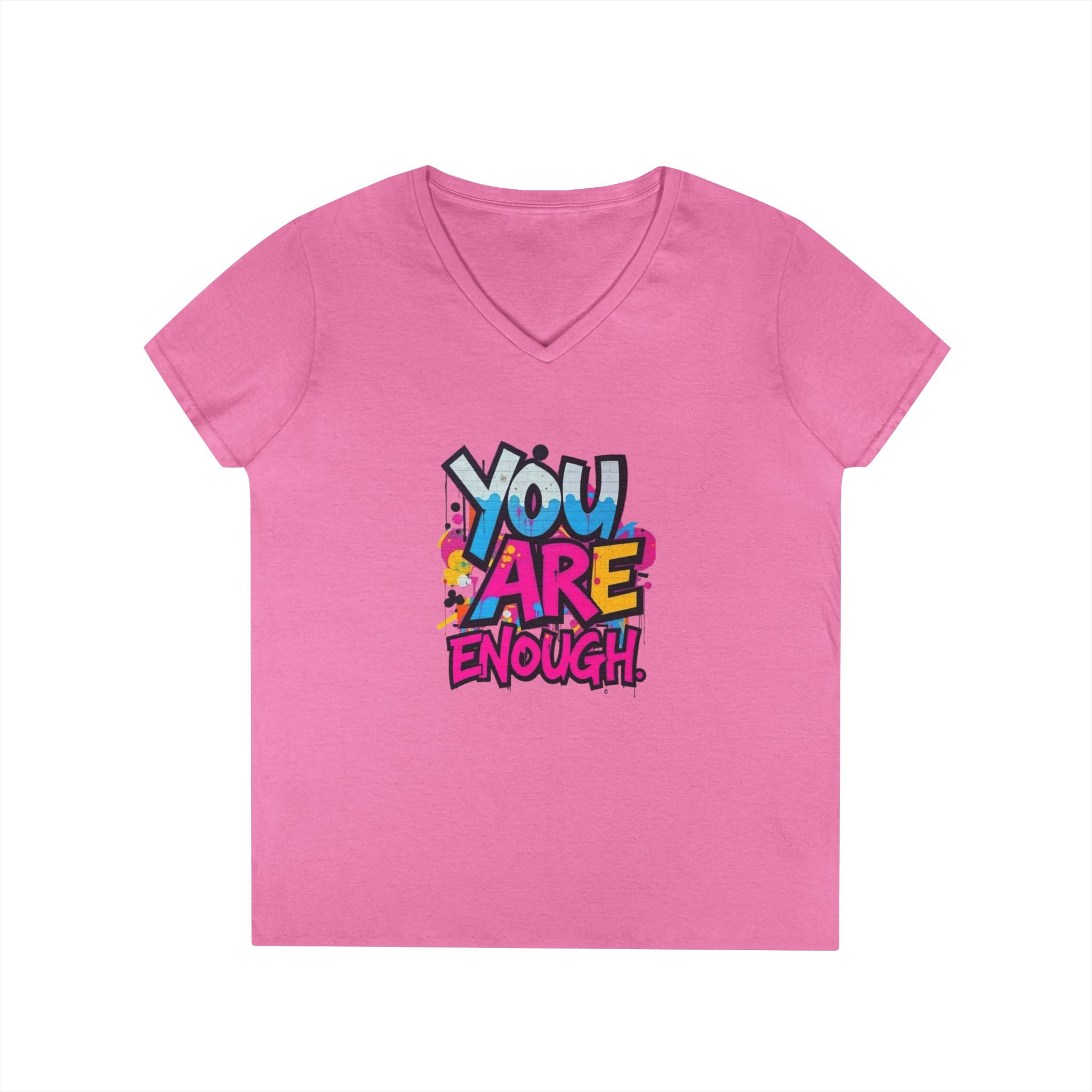 You Are Enough Ladies' V-Neck T-Shirt - Inspirational Graphic Tee