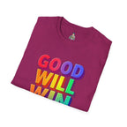 Unisex Softstyle T-Shirt - ' Rainbow Good Will Win' Positive Message Tee