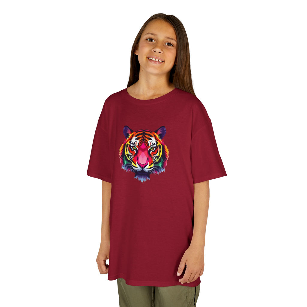 Colorful Fractal Tiger Kids Heavy Cotton Tee