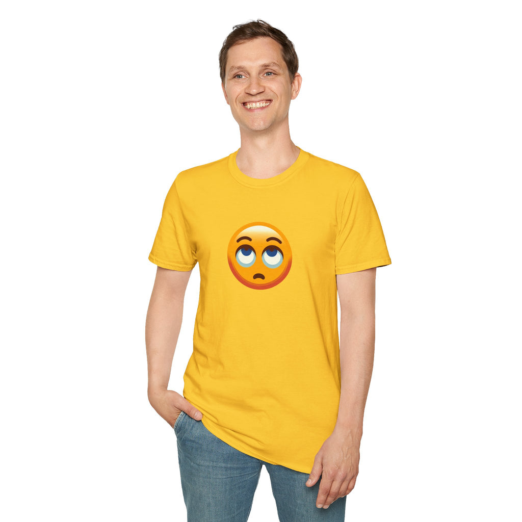 Unisex Softstyle T-Shirt with Eye Roll Emoji | Casual Graphic Tee for Everyday Humor