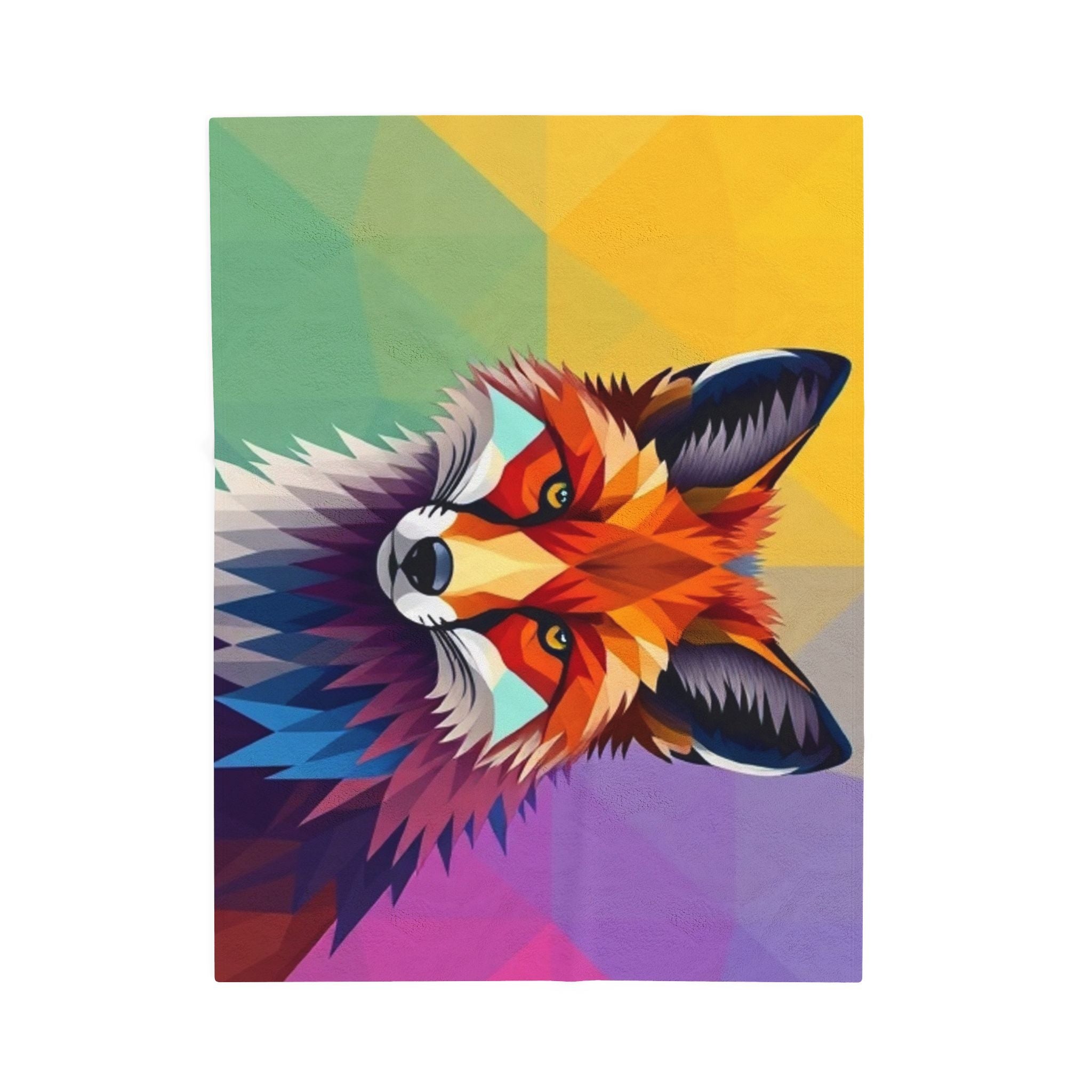 Fractal Fox Velveteen Plush Blanket