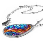 Oval Necklace- Fire and Ice Design Pendant