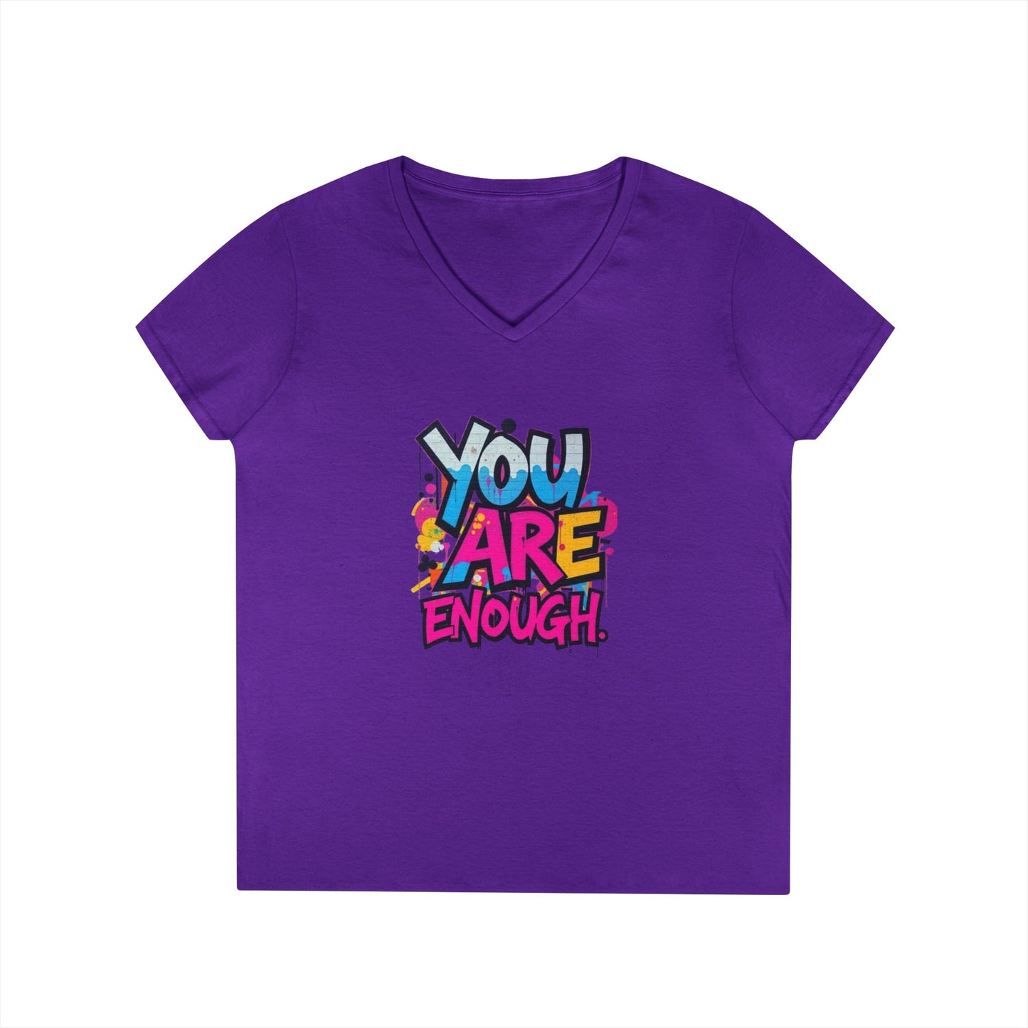 You Are Enough Ladies' V-Neck T-Shirt - Inspirational Graphic Tee