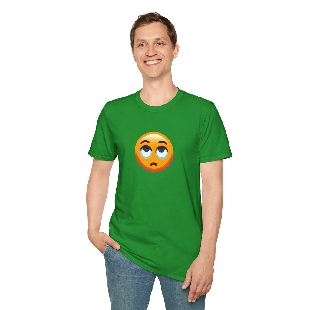 Unisex Softstyle T-Shirt with Eye Roll Emoji | Casual Graphic Tee for Everyday Humor
