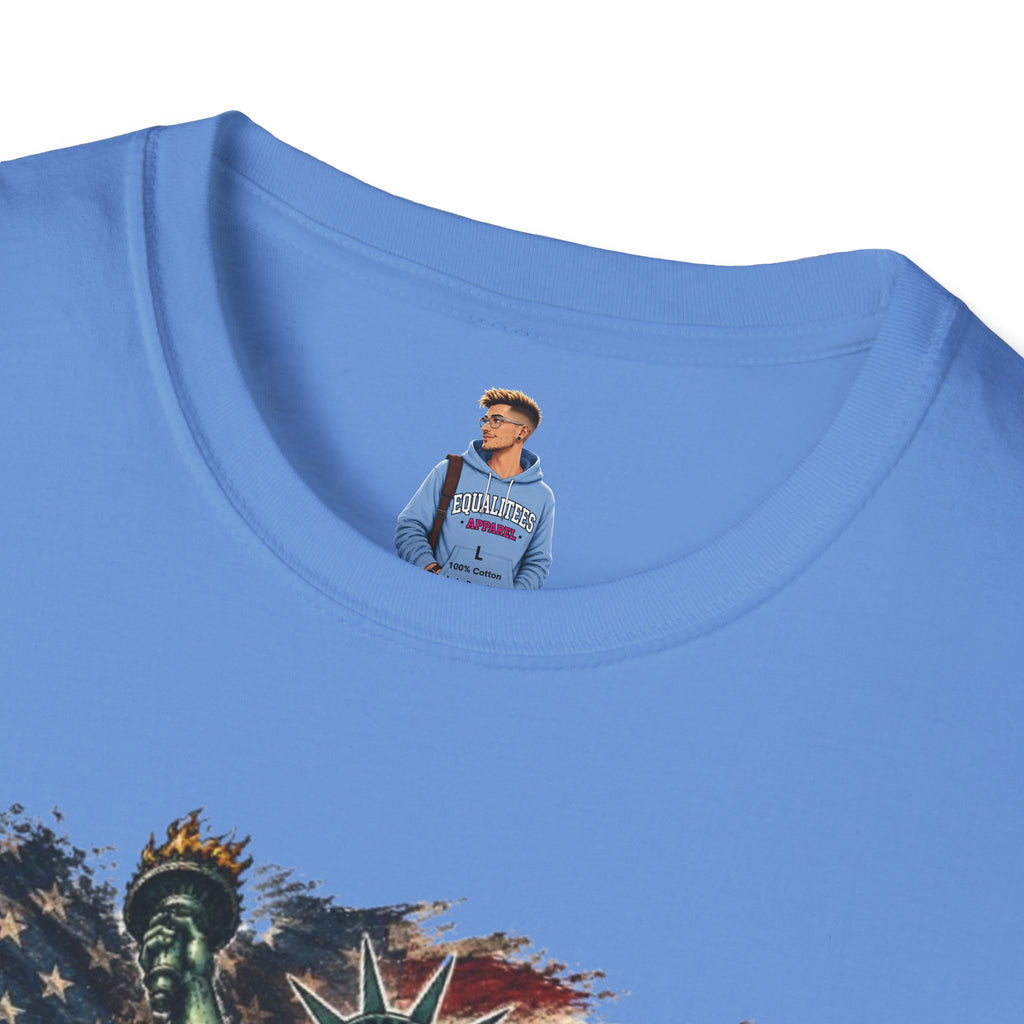 Statue of Liberty Stepping on MAGA American Flag T-Shirt — Patriotic USA Independence Day Tee