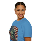 Statue of Liberty Stepping on MAGA American Flag T-Shirt — Patriotic USA Independence Day Tee
