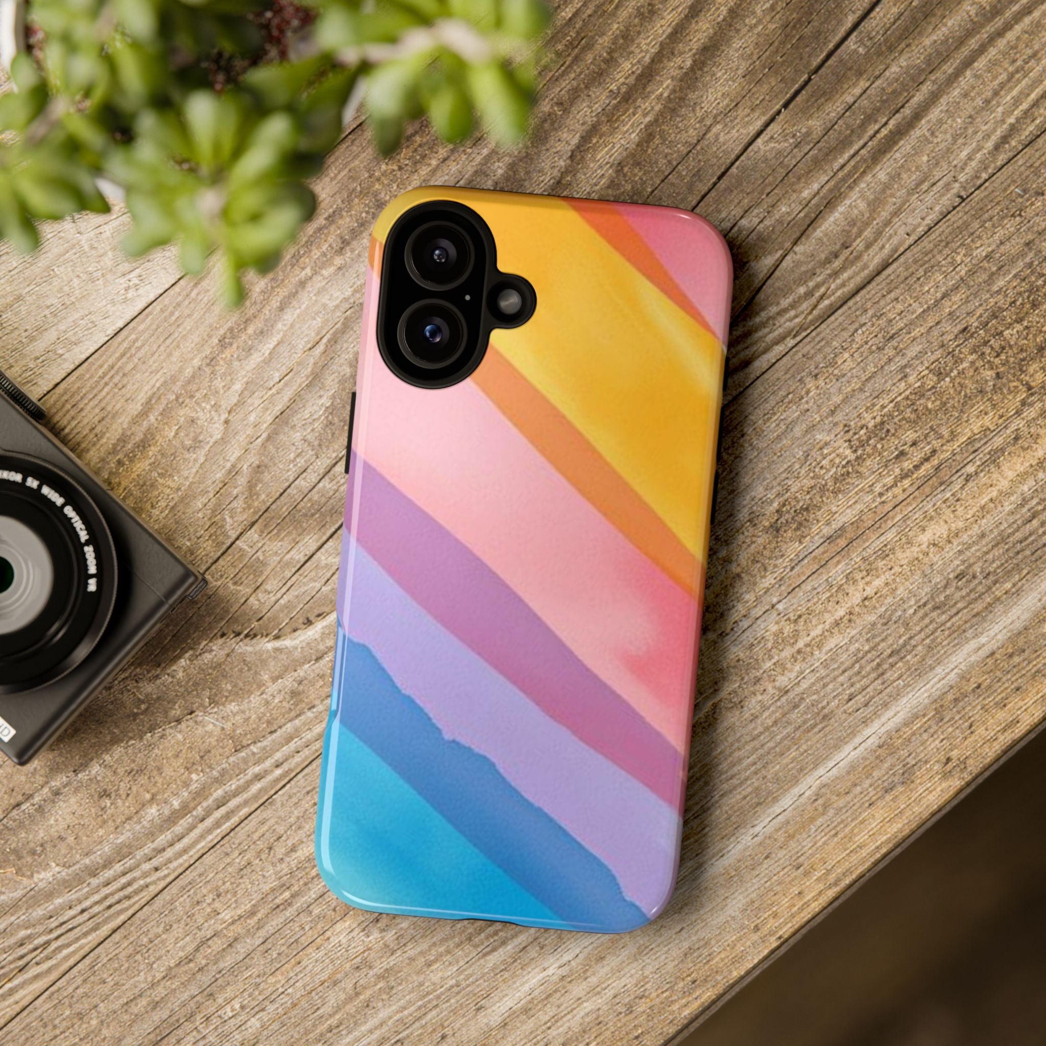 Colorful Diagonal Watercolor Tough Phone Case for iPhone