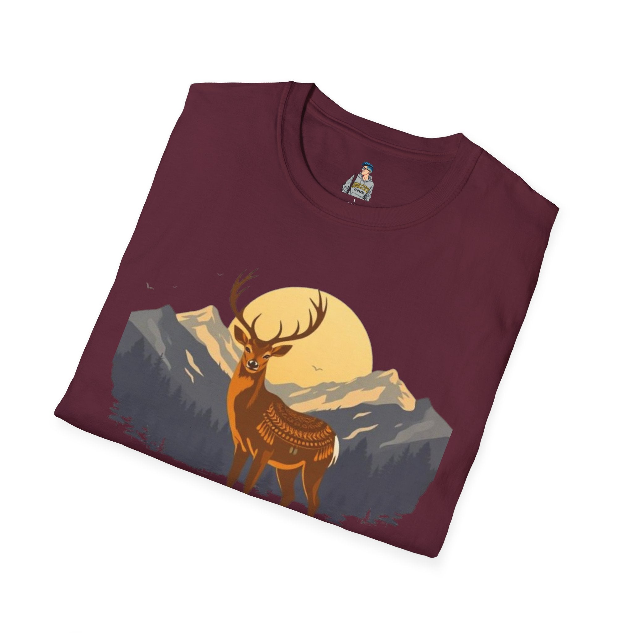 Mountain Sunset Deer Unisex Softstyle T-Shirt