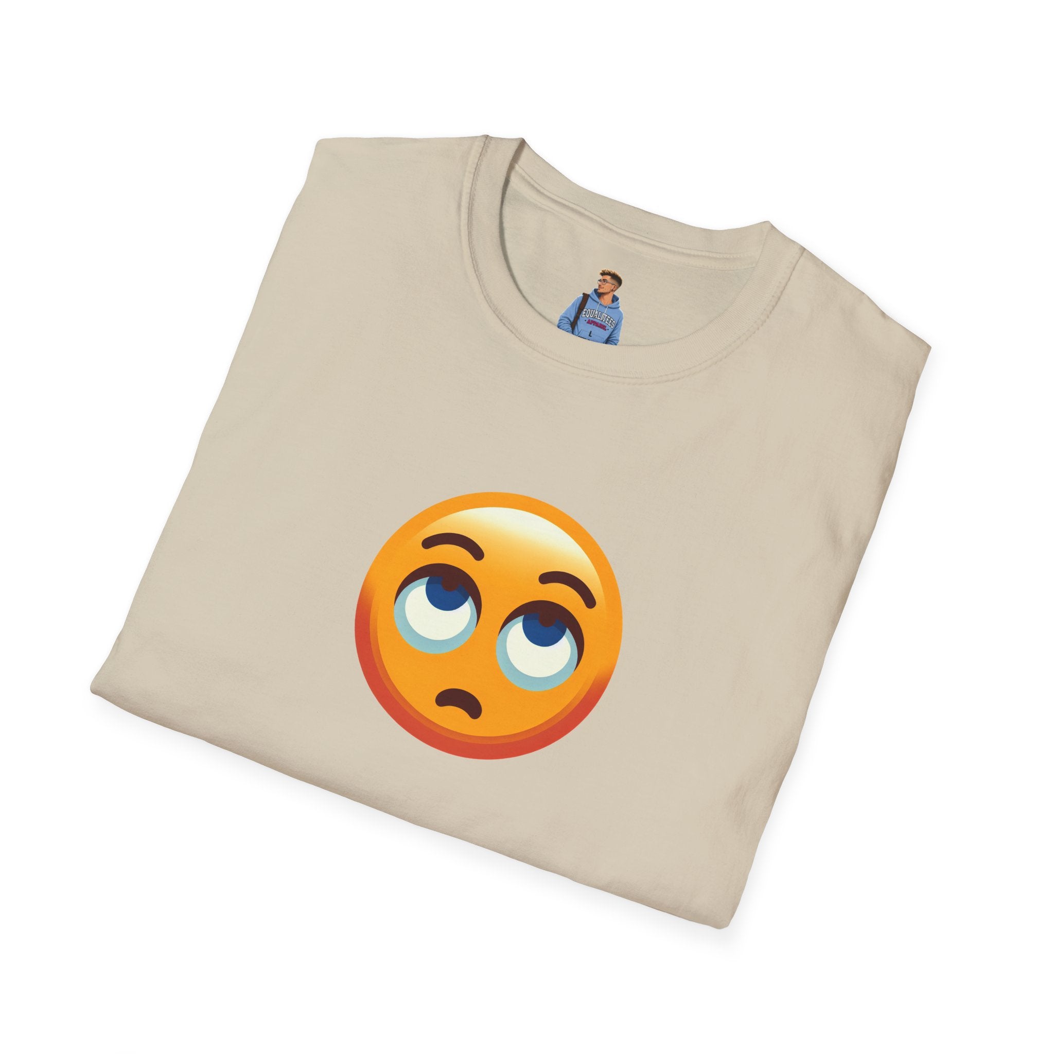 Unisex Softstyle T-Shirt with Eye Roll Emoji | Casual Graphic Tee for Everyday Humor