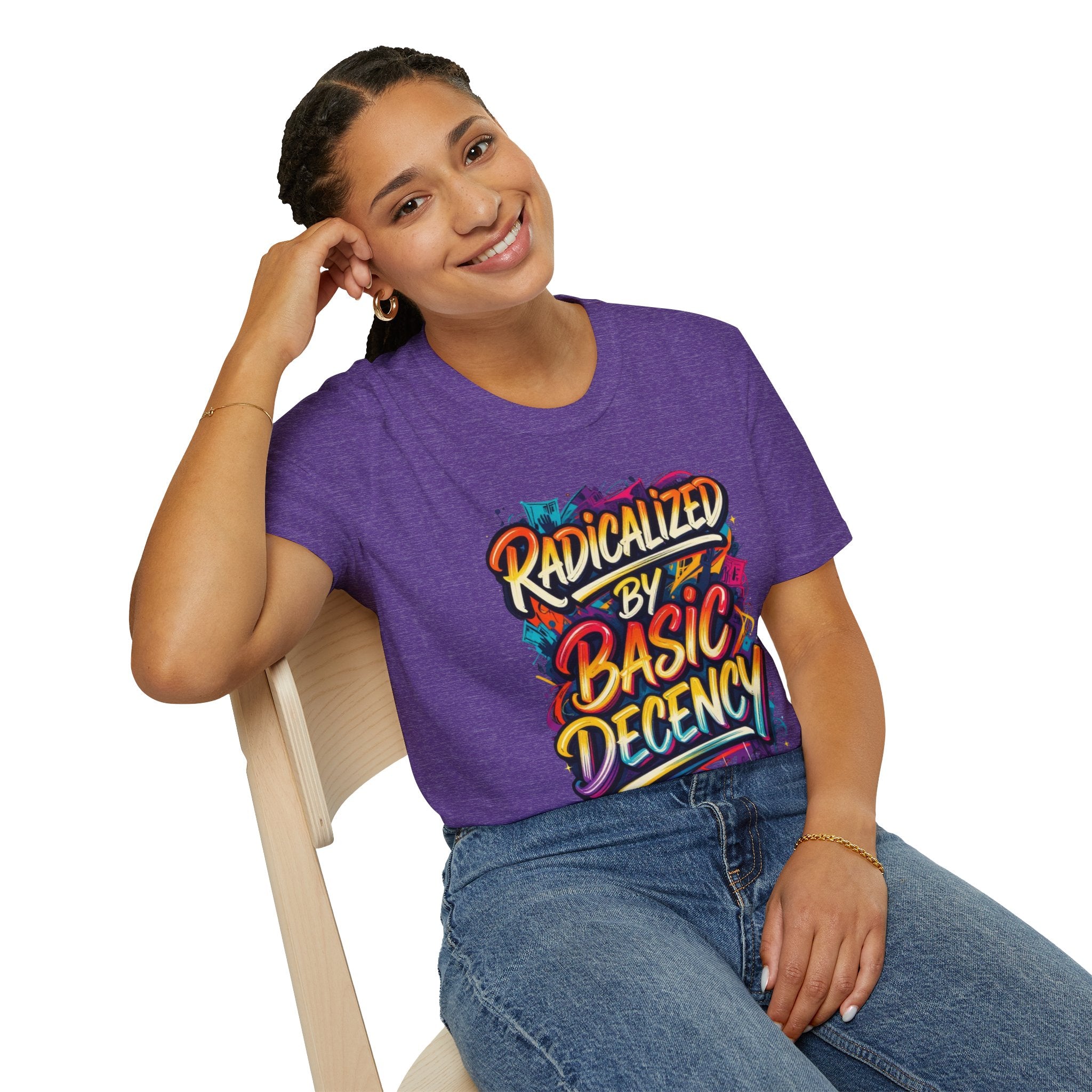 Radicalized by Basic Decency T-Shirt Colorful Graffiti Typography