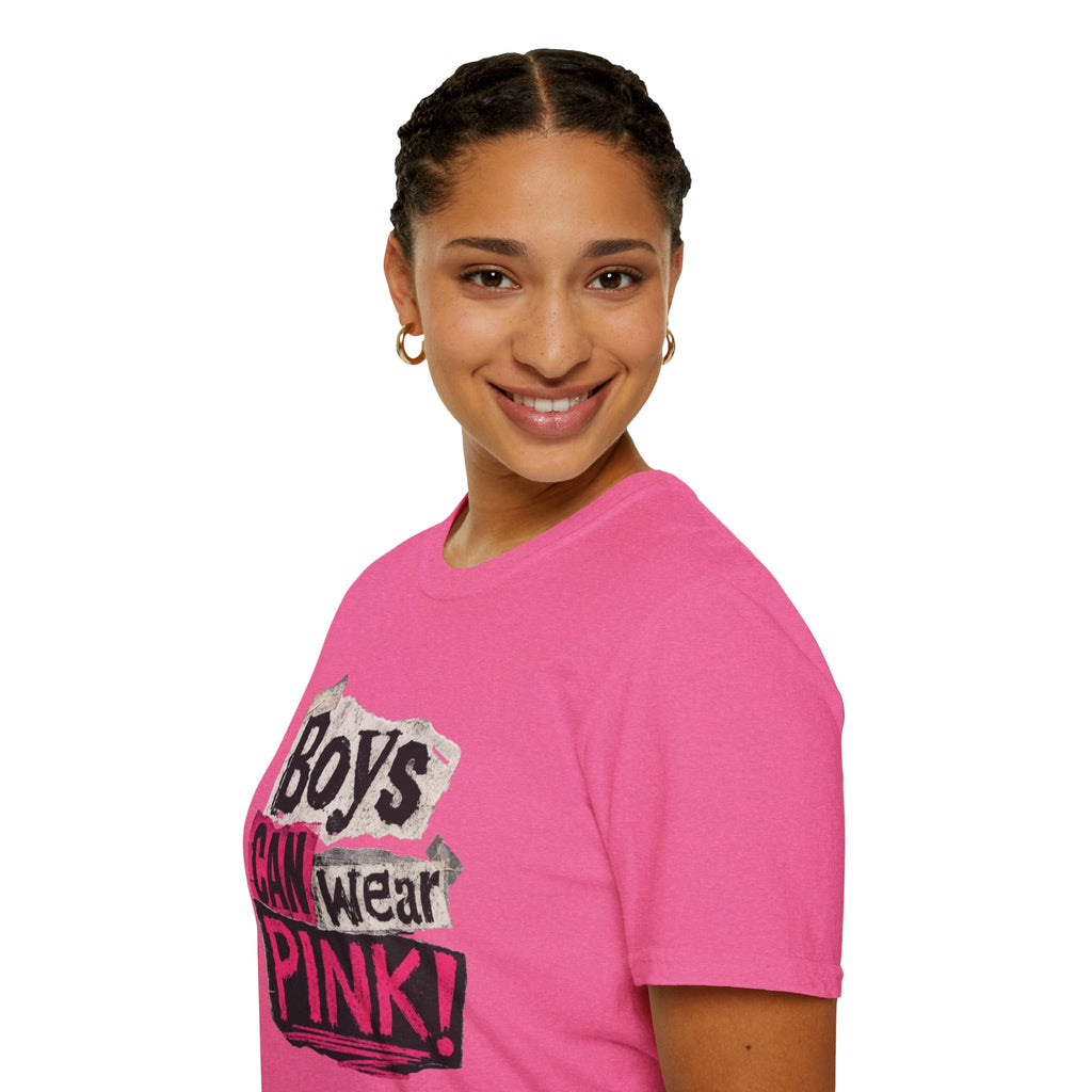 Boys Can Wear Pink T-Shirt — Bold Retro Feminist Graphic Tee