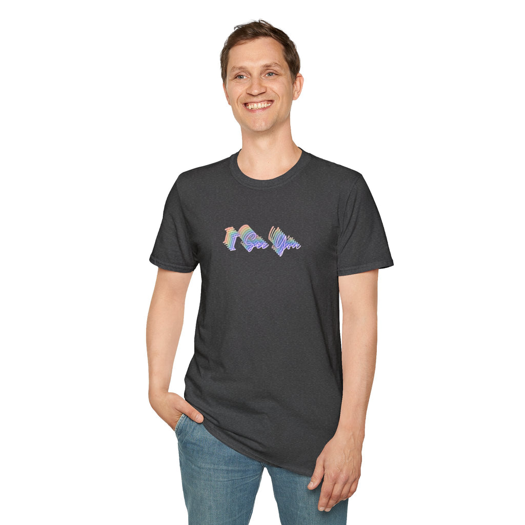 I See You Unisex Softstyle T-Shirt - Colorful Wave Design for LGBTQ+ Visibility