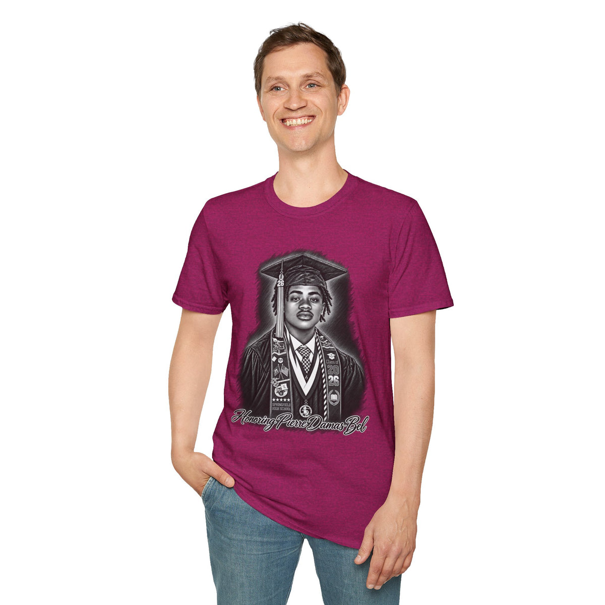 Graduation Portrait Front - In Memory of Pierre Damas Bel T-Shirt