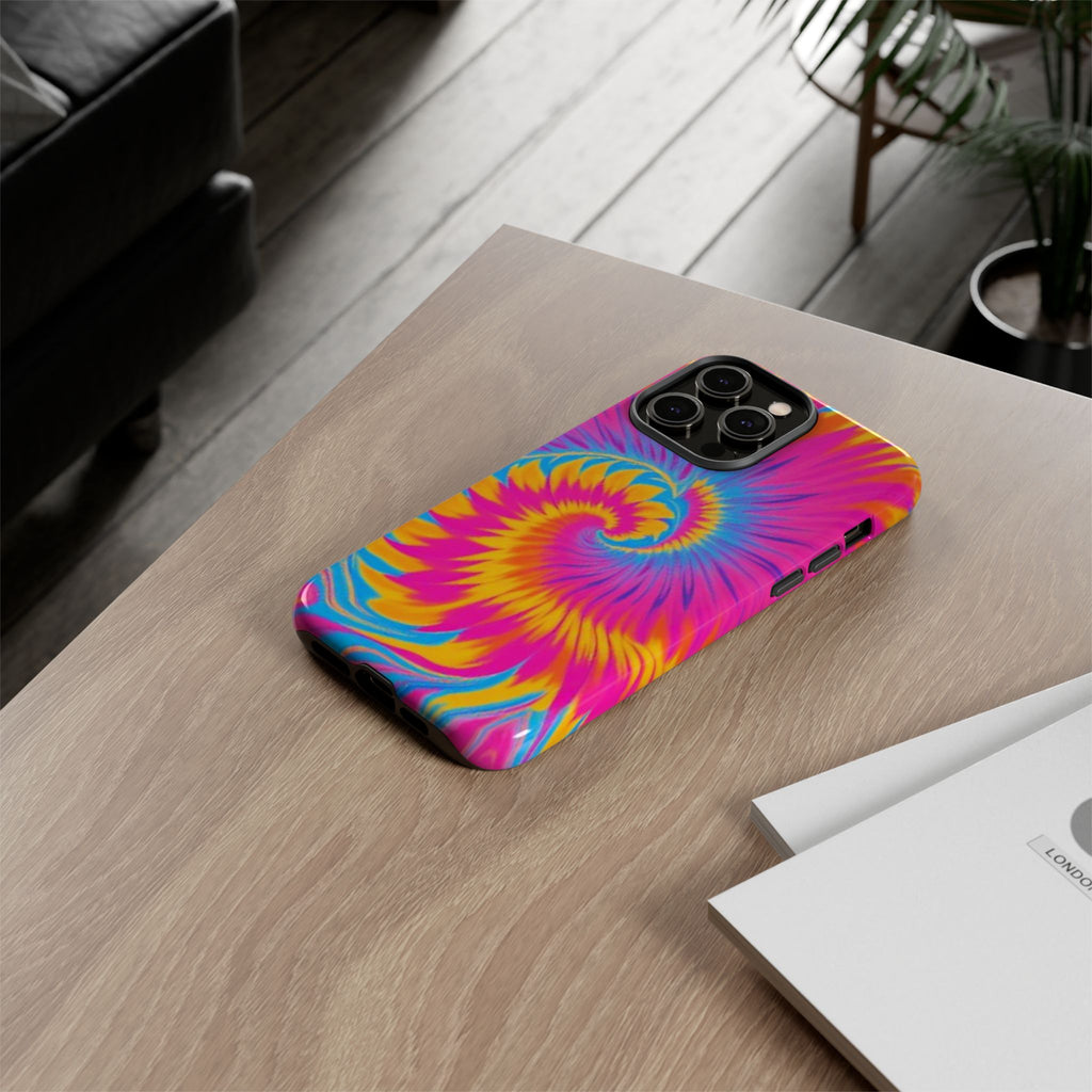 Vibrant Tie-Dye Swirl Protective Tough Case for iPhone