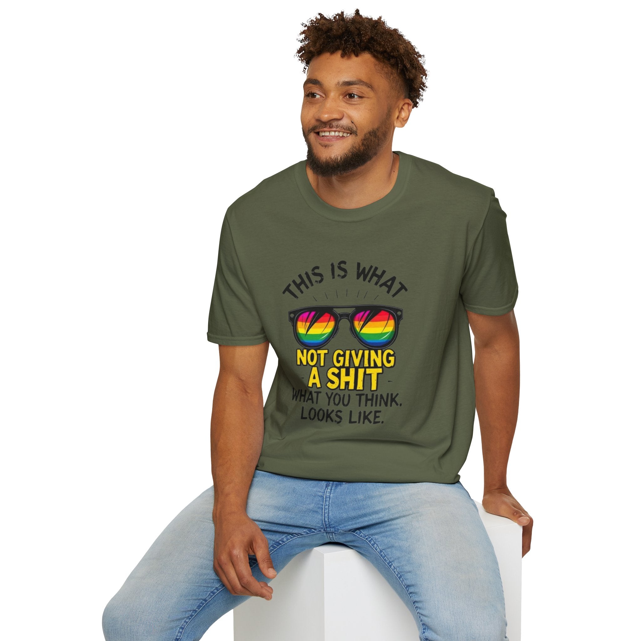 This Is What Not Giving a Shit What You Think Looks Like Sunglasses Pride Tee