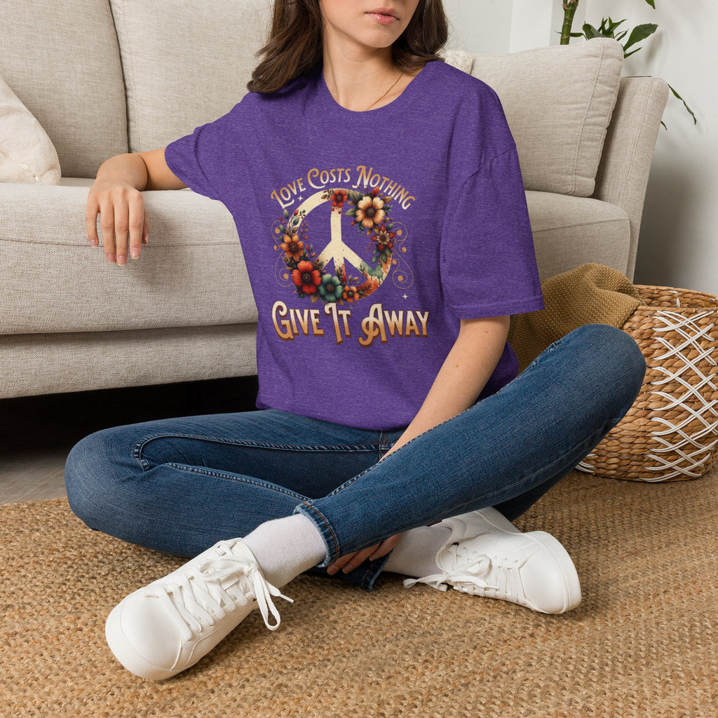 Unisex Softstyle T-Shirt - Love Costs Nothing, Give It Away Floral Peace Design