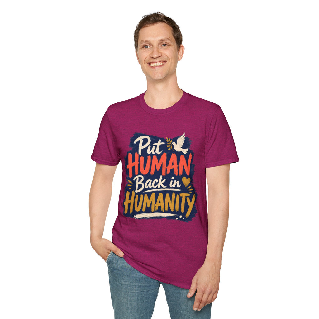 Put Human Back in Humanity T-Shirt — Inspirational Peace Dove Tee