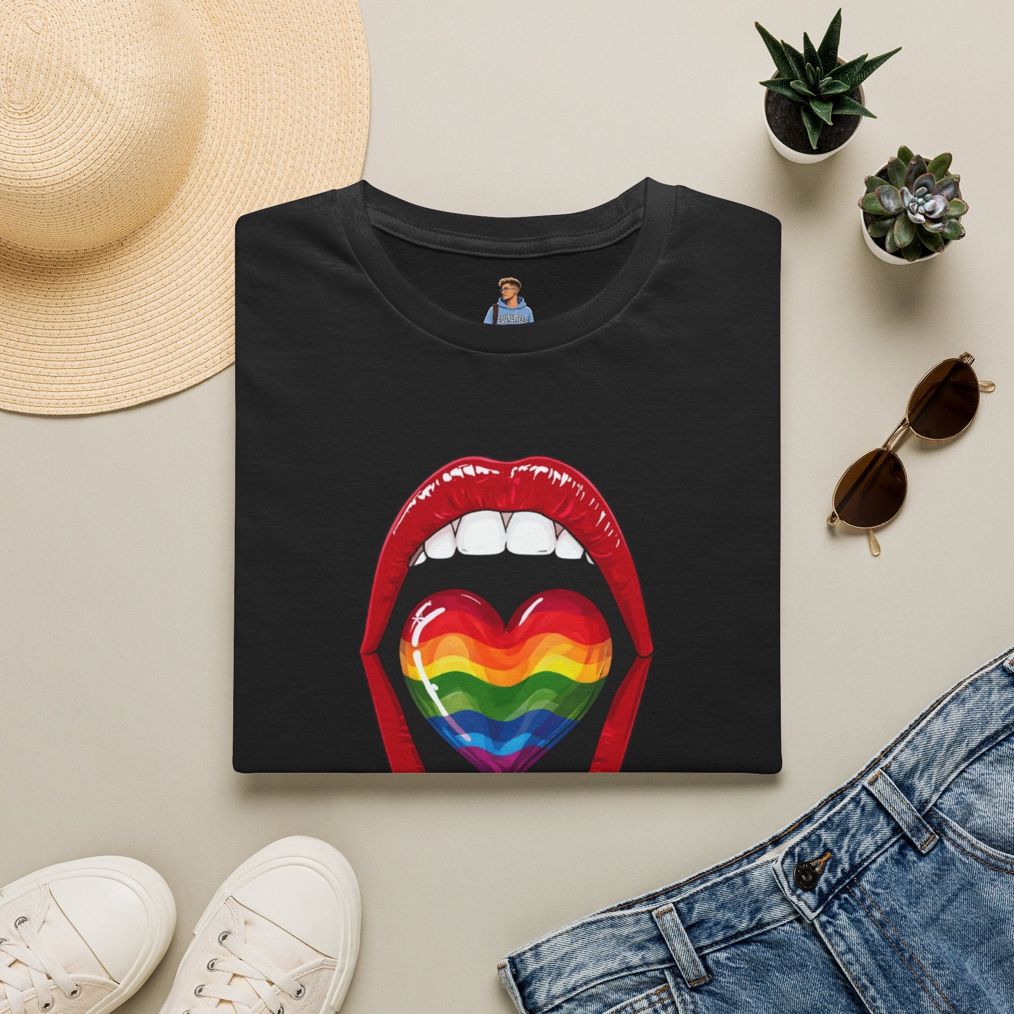 Pride Love Unisex Softstyle T-Shirt | LGBTQ+ Rainbow Heart Design