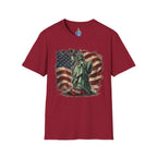 Statue of Liberty Stepping on MAGA American Flag T-Shirt — Patriotic USA Independence Day Tee