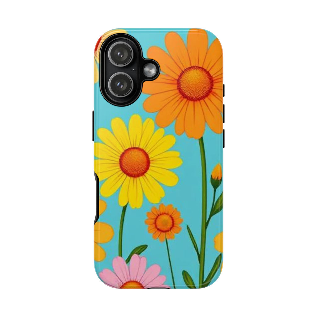 Floral Tough Phone Case for iPhone — Bright Daisy Garden Protective Cover