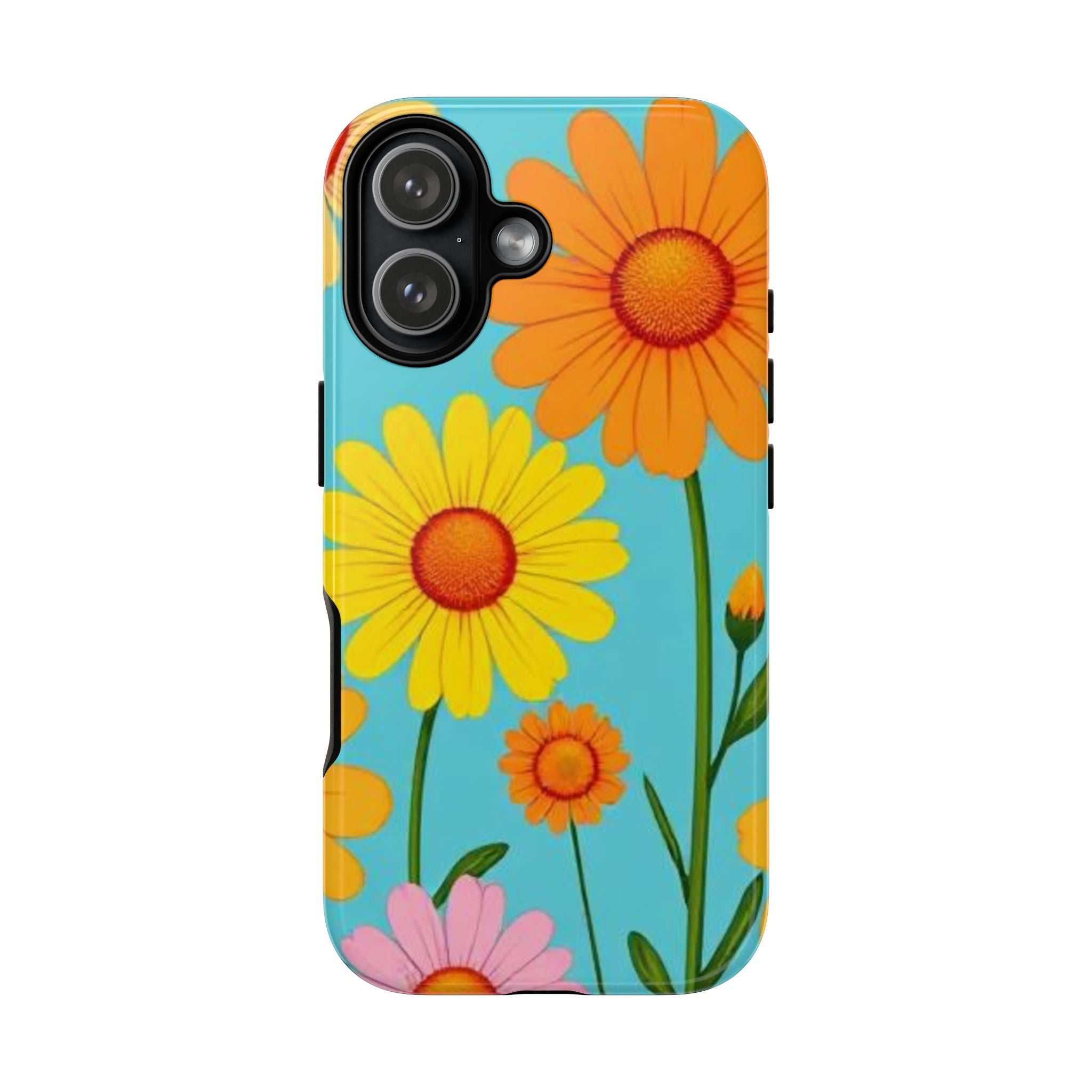 Floral Tough Phone Case for iPhone — Bright Daisy Garden Protective Cover