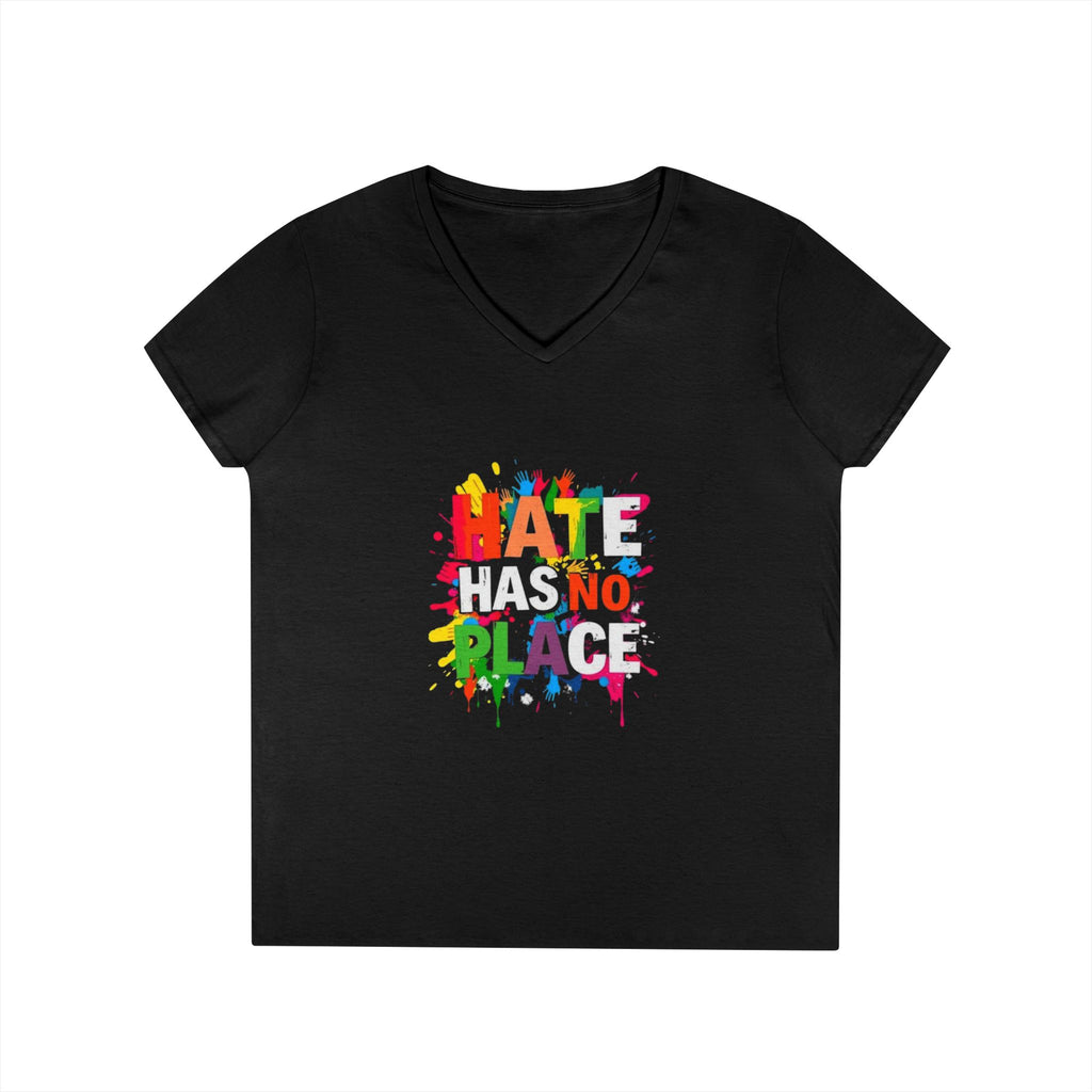 Ladies' V-Neck T-Shirt - "Hate Has No Place" Statement Tee