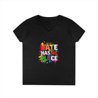 Ladies' V-Neck T-Shirt - "Hate Has No Place" Statement Tee