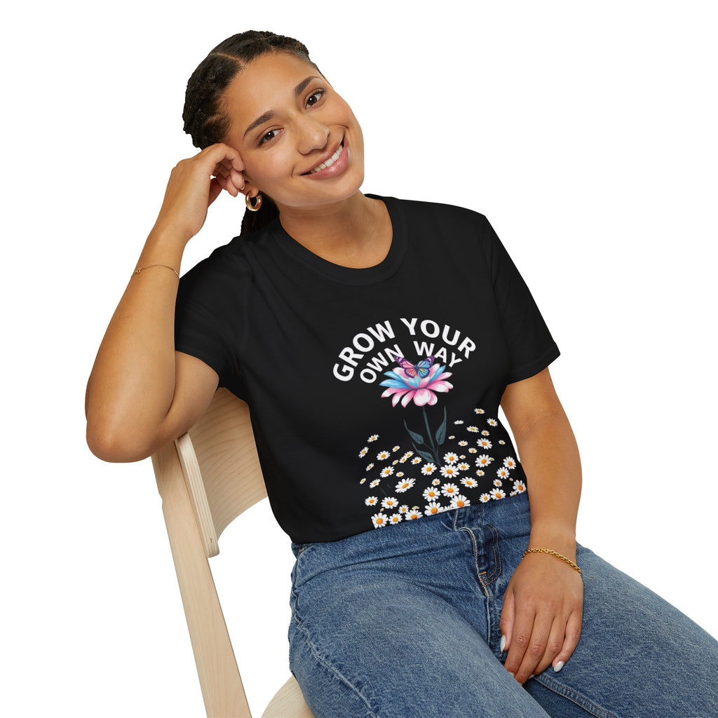 Grow Your Own Way Trans Pride Unisex T-Shirt - Floral Design for Garden Lovers