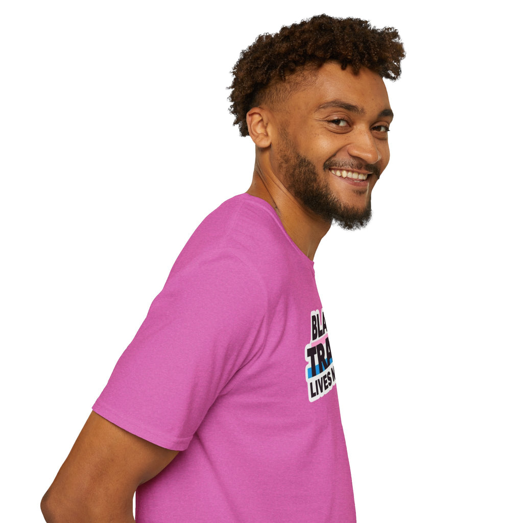 Unisex Softstyle T-Shirt - Black Trans Lives Matter Statement Tee